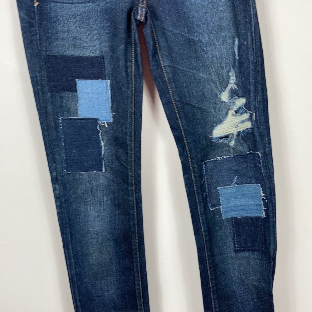 American Eagle Patchwork Distressed Skinny Jeans 2 - Picture 4 of 10